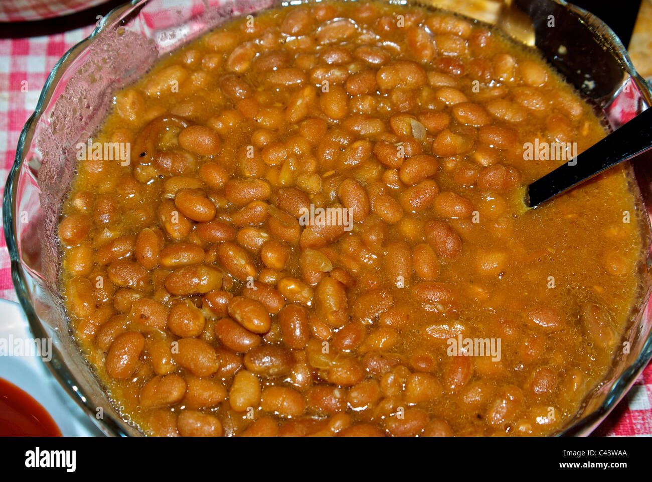 Baked beans with pork Stock Photo Alamy