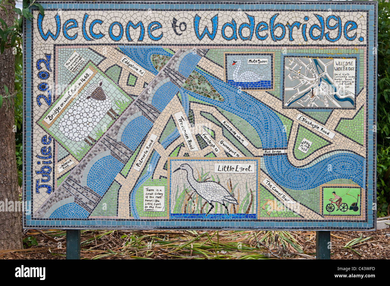 Mural map of Wadebridge in Cornwall, UK Stock Photo Alamy
