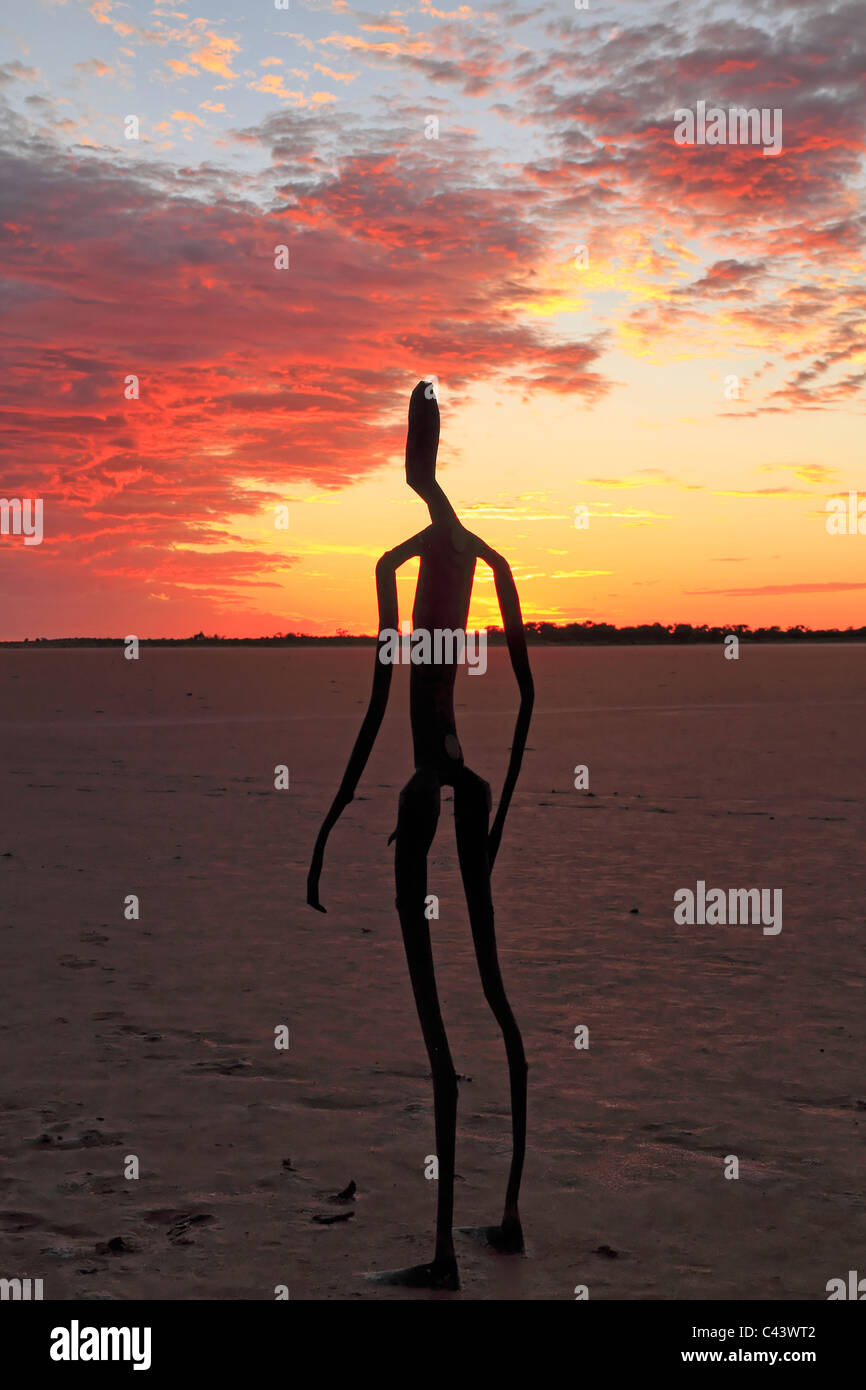Sculpture by Antony Gormley, Inside Australia exhibition, on Lake