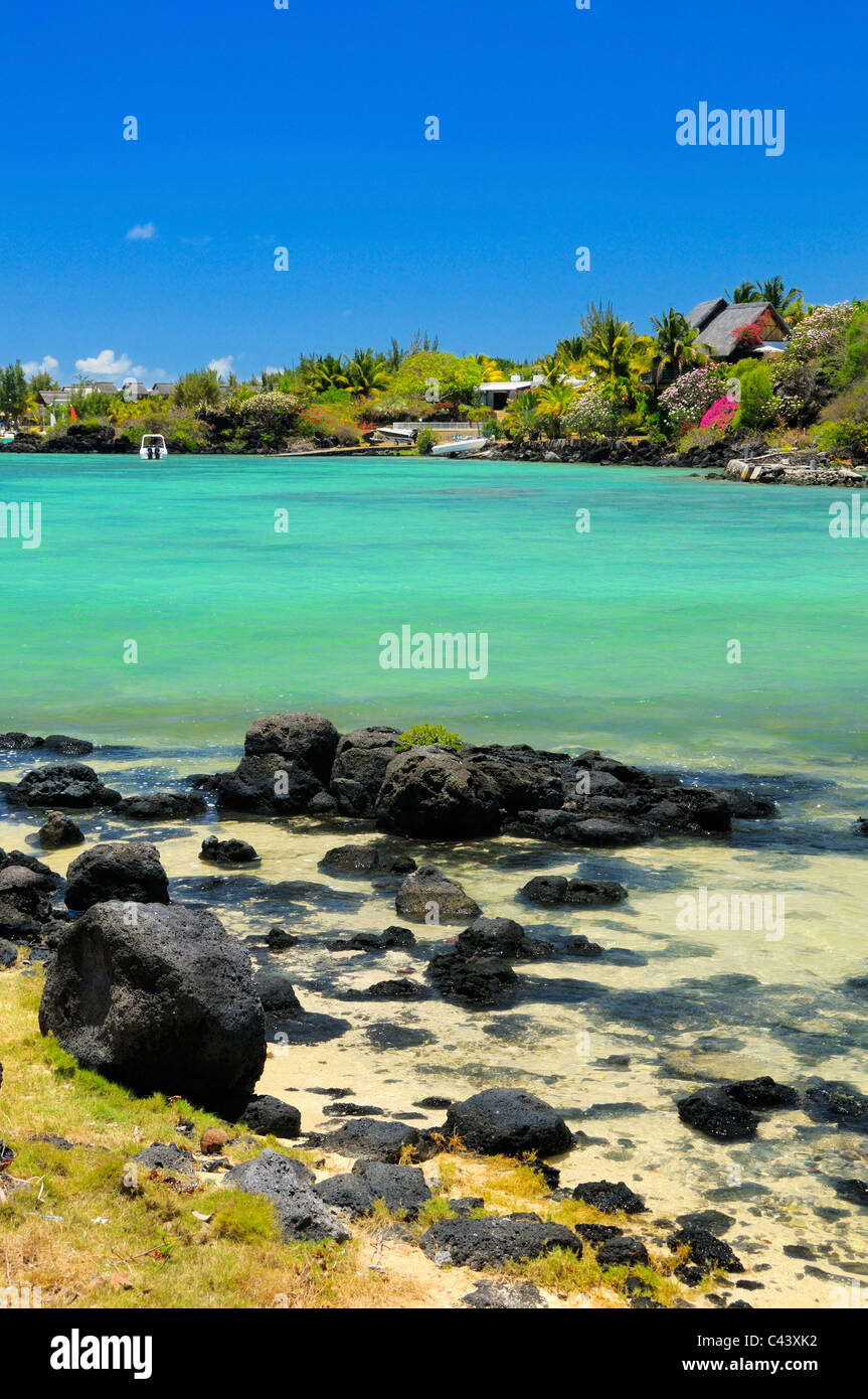 The shoreline at the Butte à l'Herbe in Grand Gaube, Riviere Du Rempart, Mauritius. Stock Photo