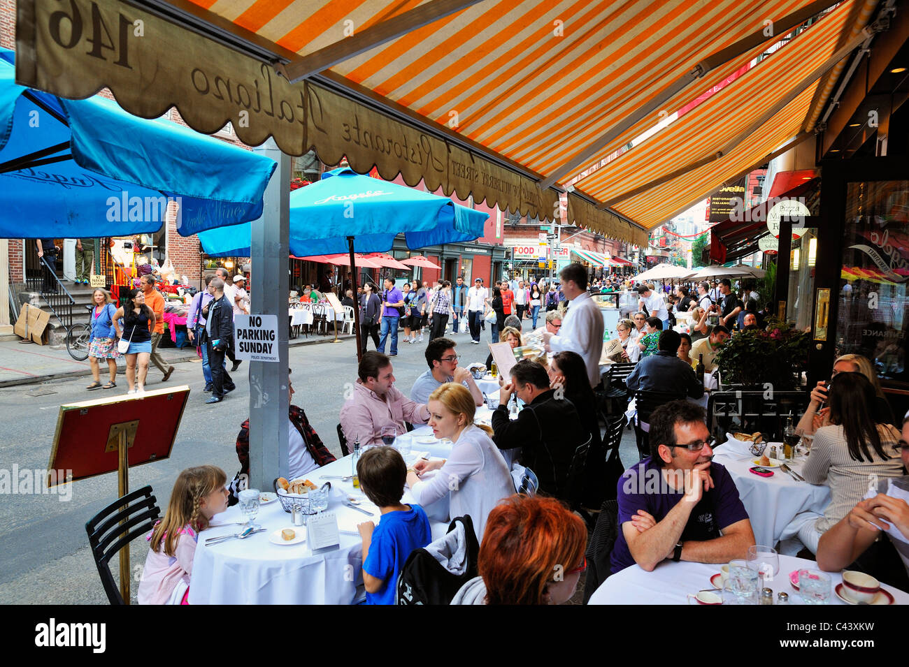 Eating alfresco at Angelo's Italian Restaurant on Mulberry Street in
