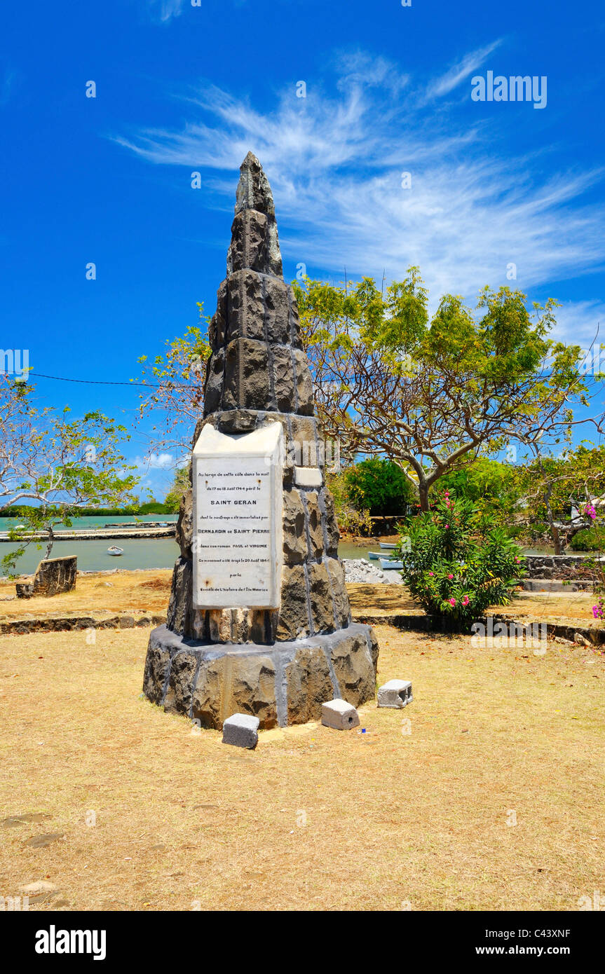 The memorial of the Le Saint-Geran ship wreck in Poudre d'Ore, Riviere Du Rempart, Mauritius. Stock Photo
