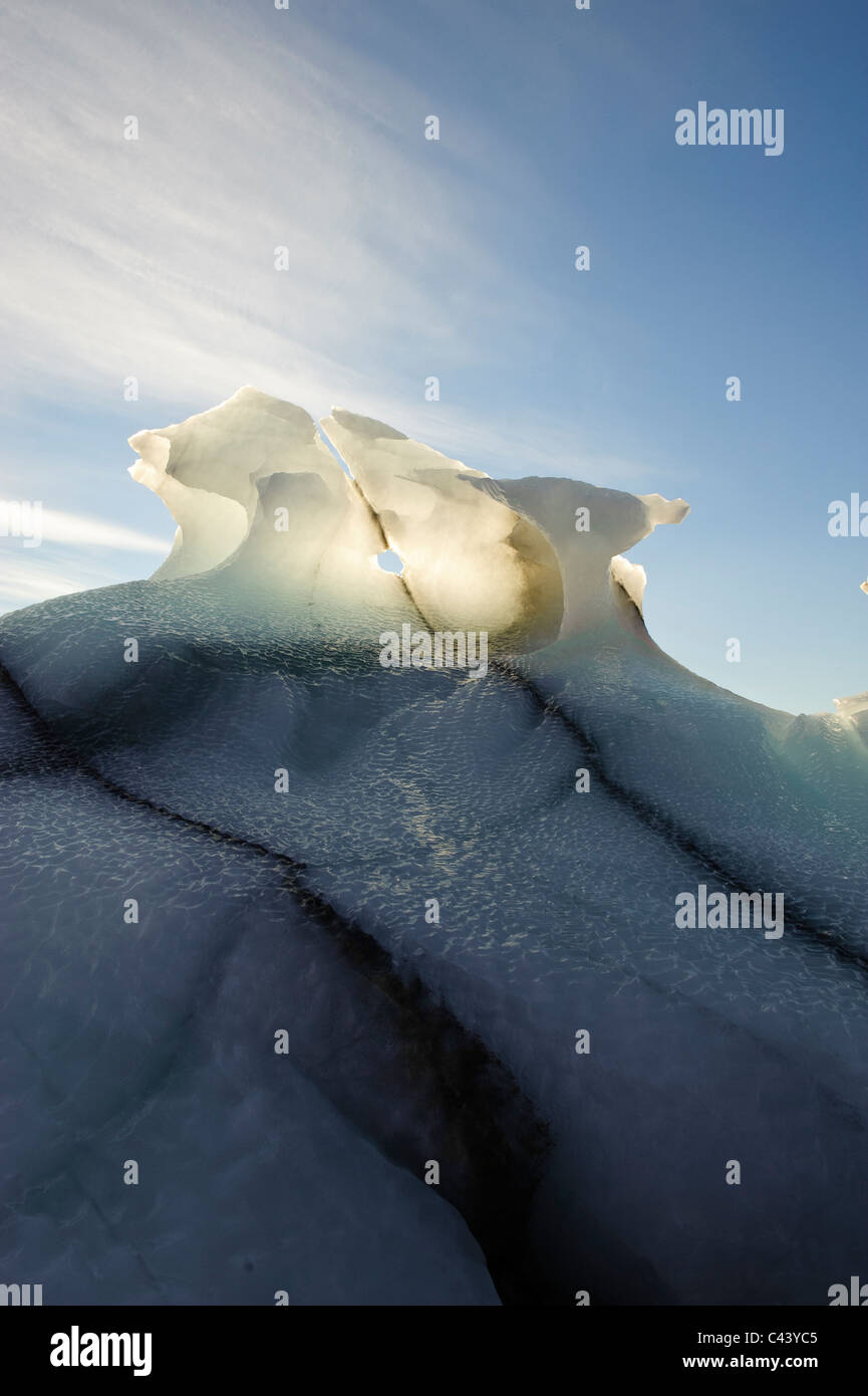 Greenland, Europe, Arctic Ocean, west coast, Siorapaluk, iceberg, hole ...