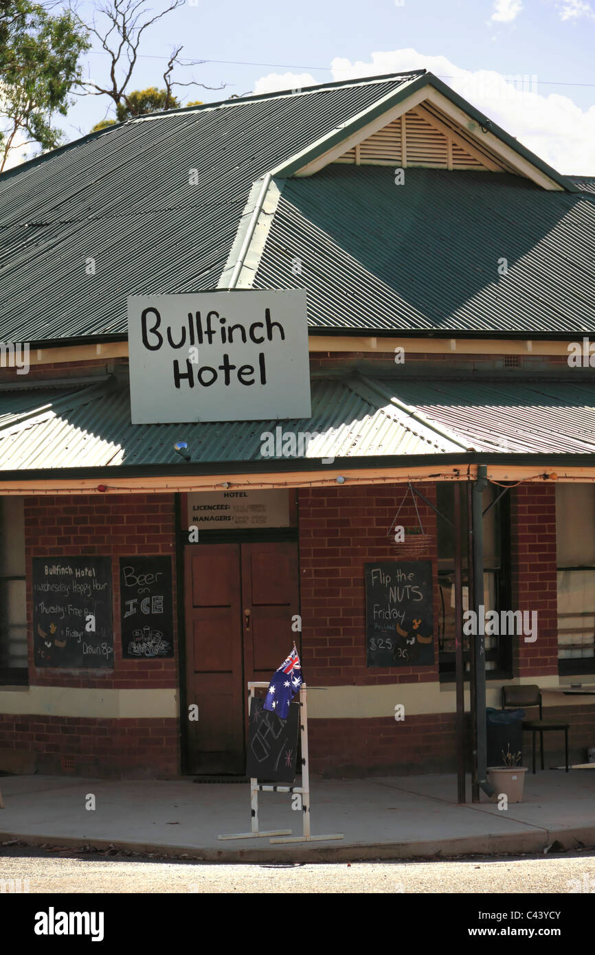 Bullfinch Hotel with Australian flag, Bullfinch Western Australia Stock