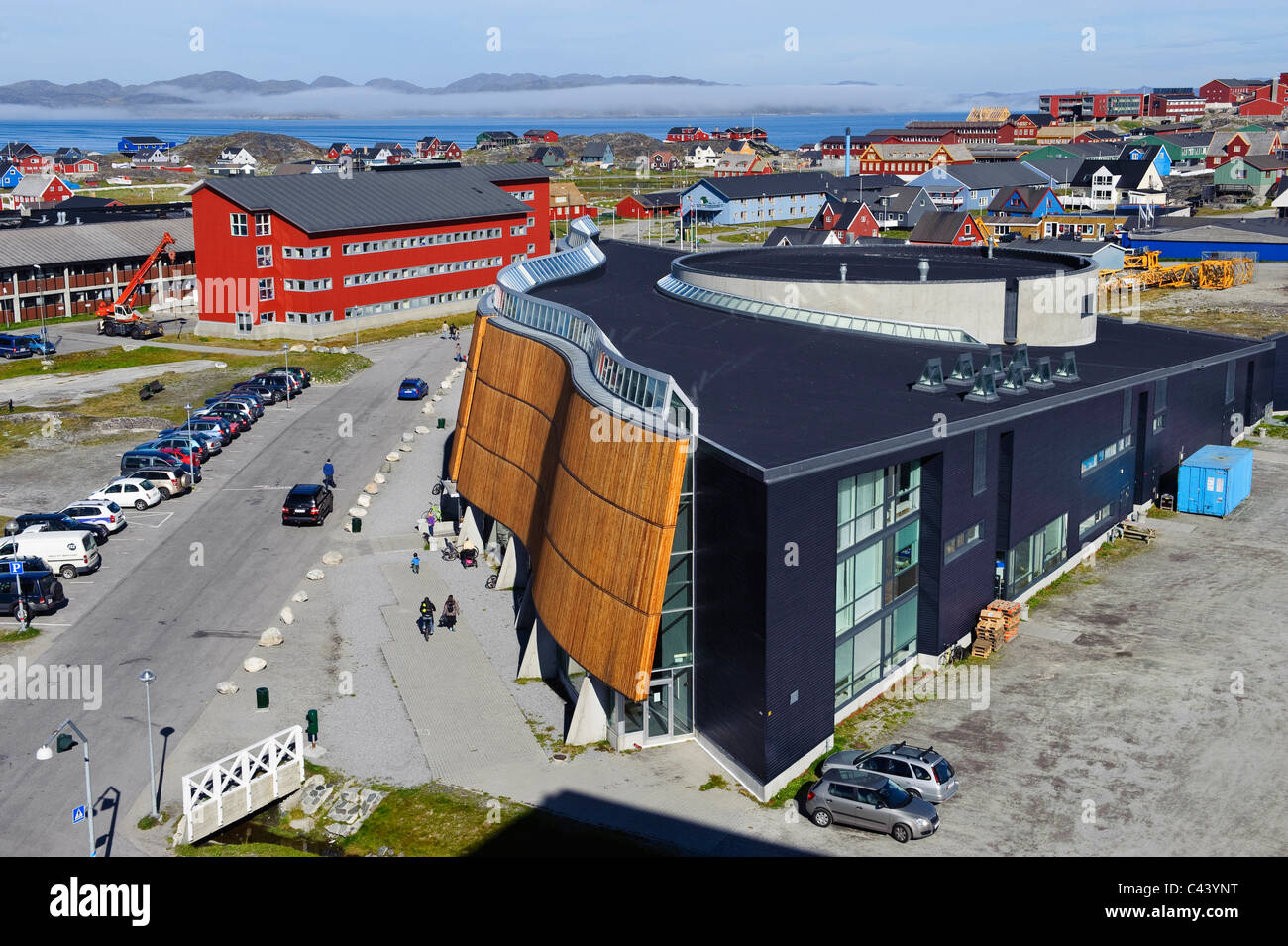 Greenland, Europe, west coast, Nuuk, capital, place, space, town, city, inhabitant, resident, statue, building, construction, ci Stock Photo