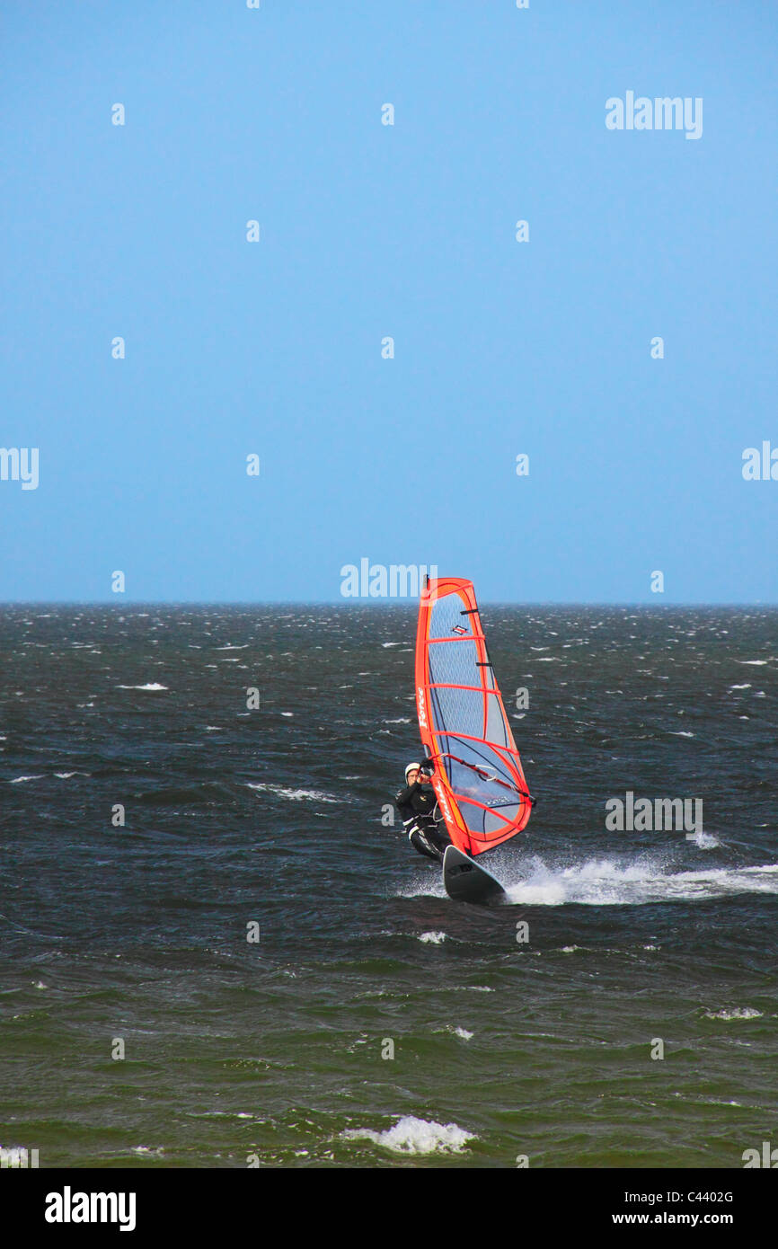 Wind Surfing, Pamlico Sound, Canadian Hole, Cape Hatteras National Seashore, Outer Banks, North Carolina, USA Stock Photo