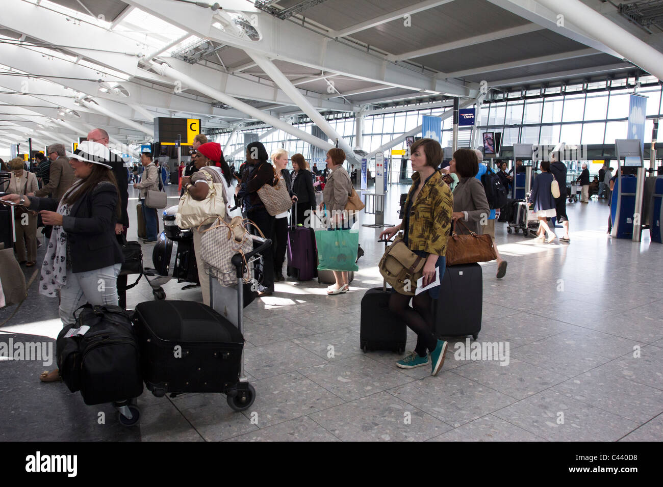 Check-in Queue - Terminal 5 - Heathrow Airport - London Stock Photo