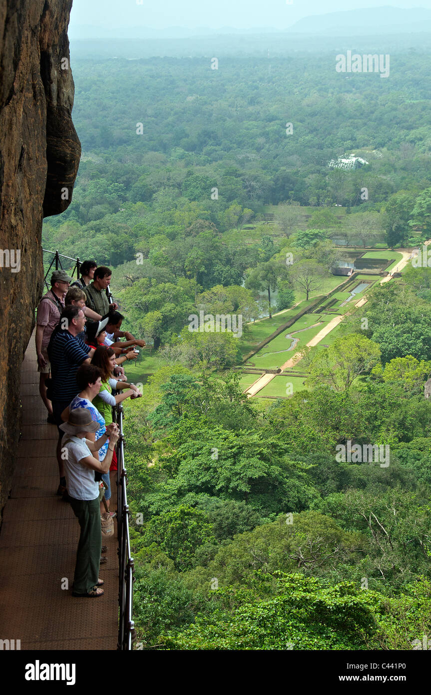 Tourist group at Sigiriya Rock Fortress Sri Lanka Stock Photo