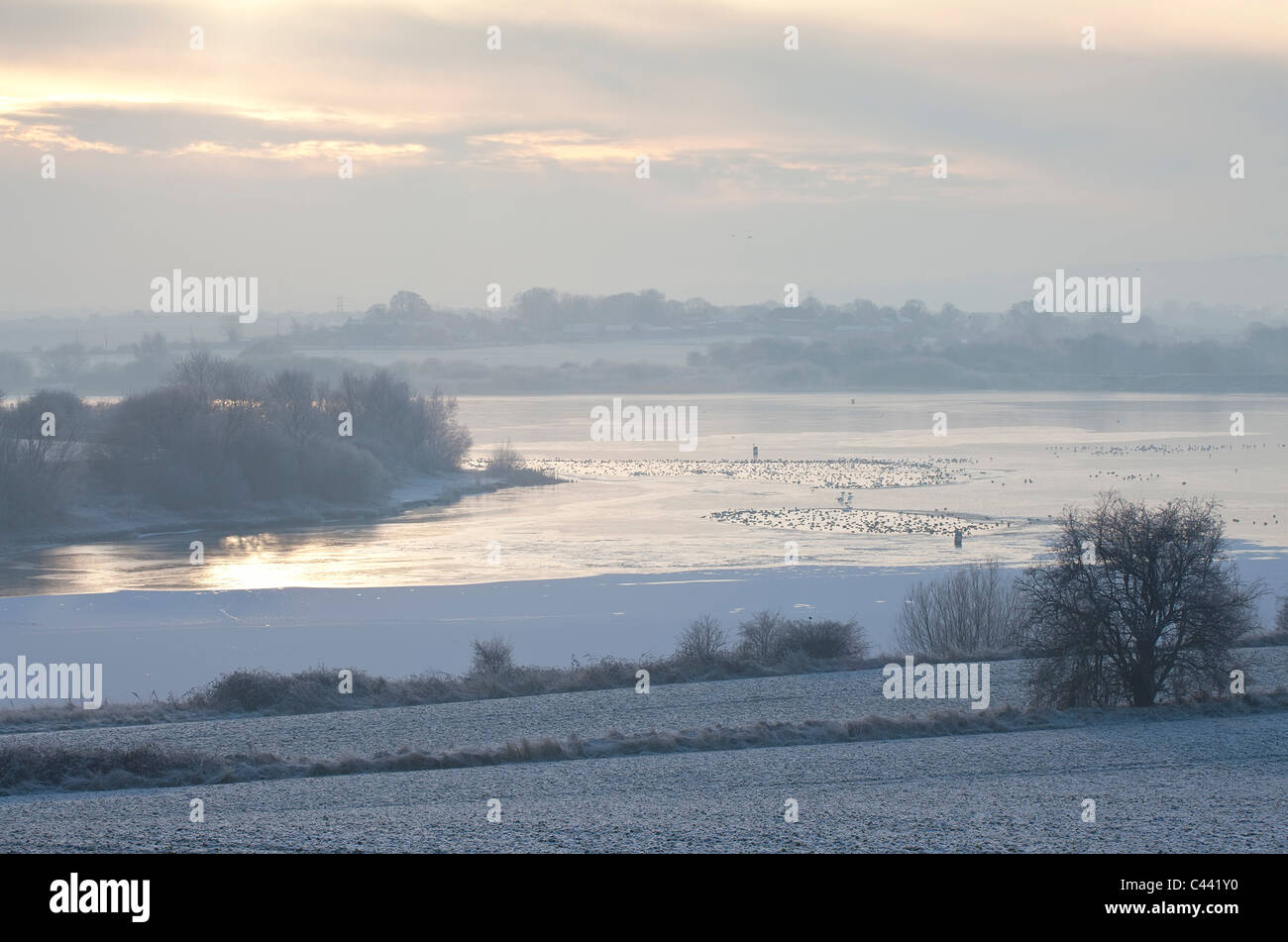 Week winter sunset over Wintersett Reservoir , Ryhill West Yorkshire Stock Photo Alamy