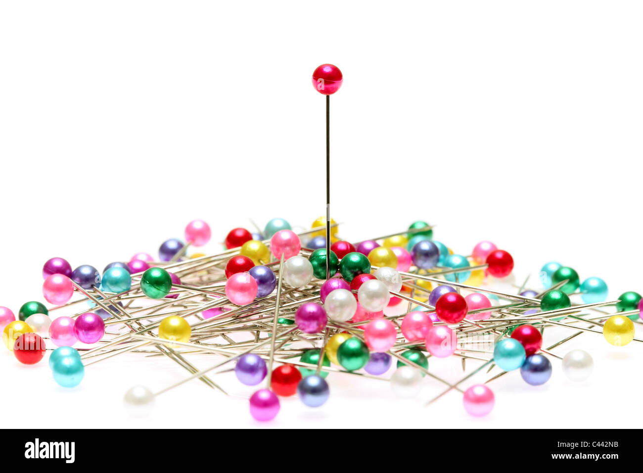 Colorful pins isolated on white background Stock Photo - Alamy