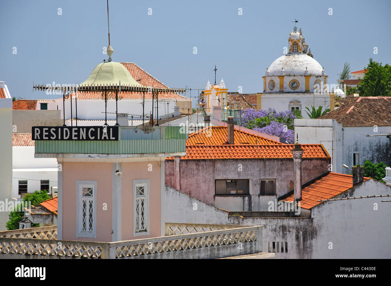 View of Old Town from Castelo, Tavira, Algarve Region, Portugal Stock Photo