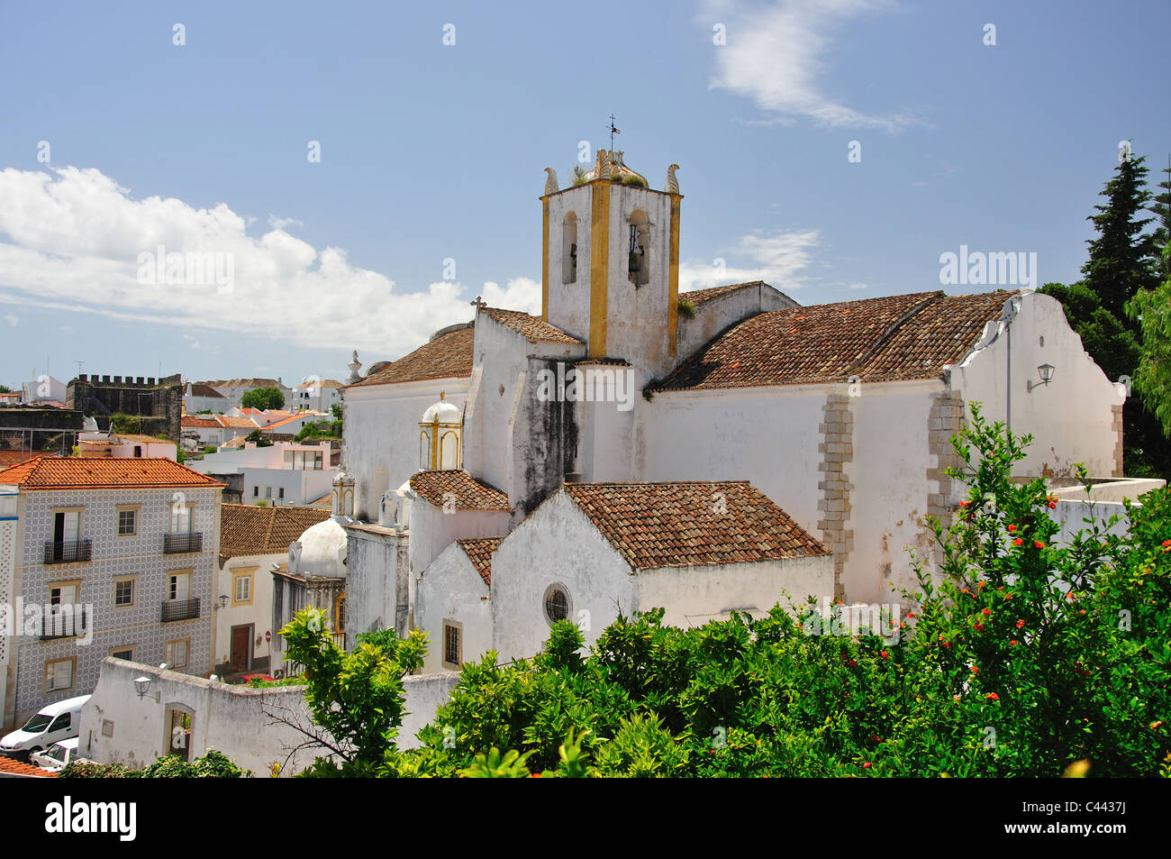 Igreja de Santiago from Castelo, Tavira, Algarve Region, Portugal Stock Photo