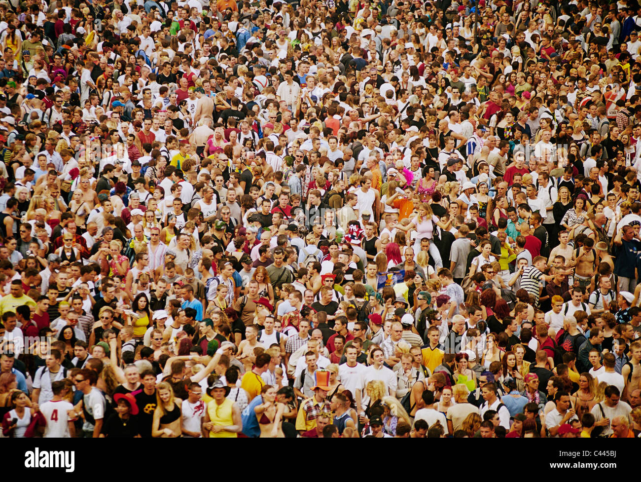 View of a  crowd, Love Parade, Berlin, Brandenburg, Germany Stock Photo