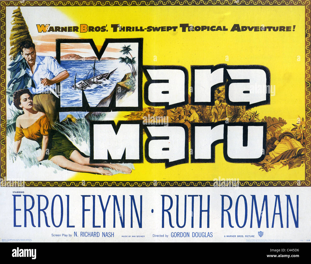 MARA MARU Poster for 1952 film with Errol Flynn and Ruth Roman Stock Photo