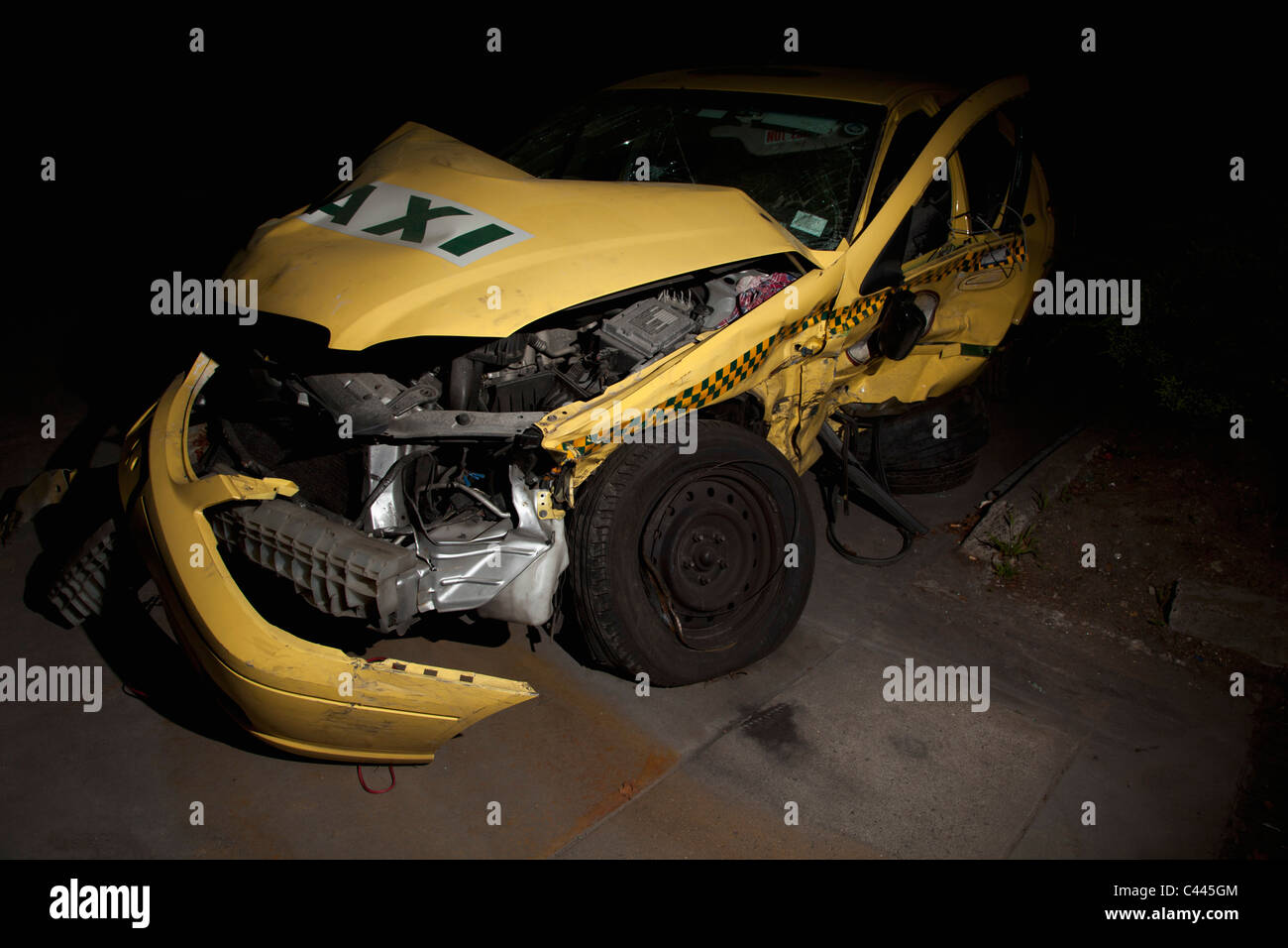 Taxi Defects A taxi wrecked in an accident Stock Photo - Alamy
