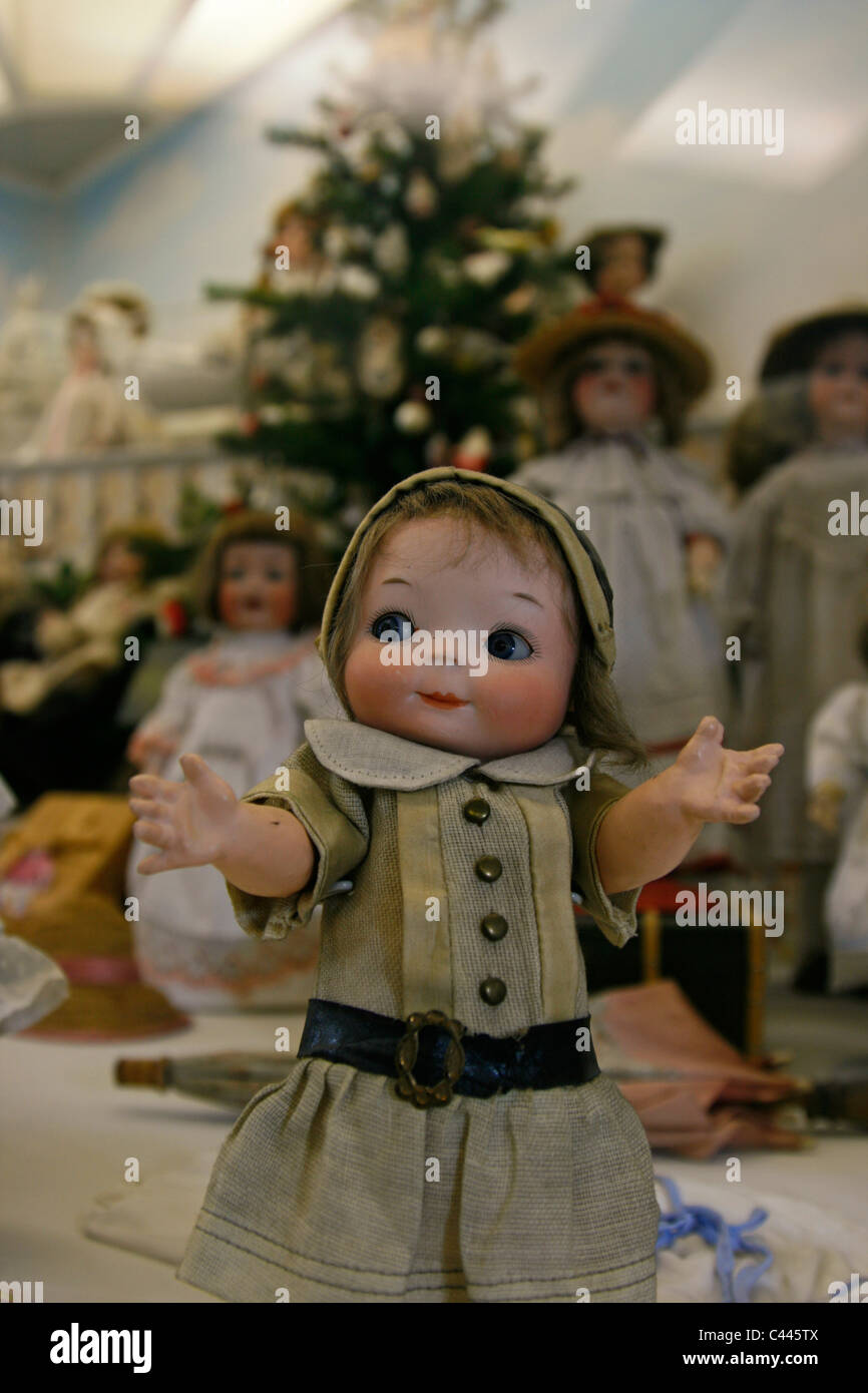 Antiques dolls displayed at the toy museum "Muzeum hracek" in the