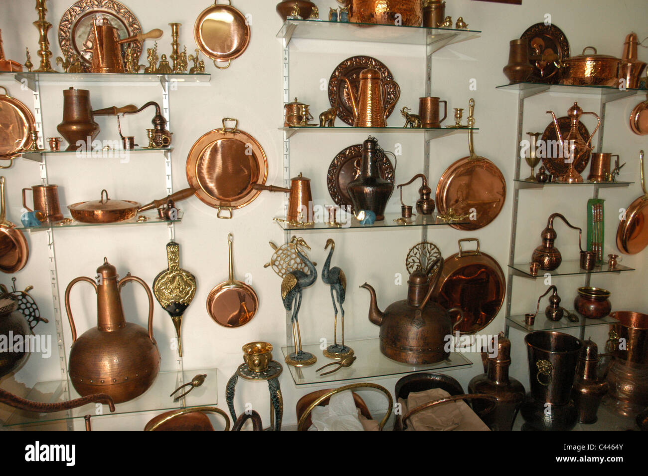 Copper craft store. Loule. Portugal. Algarve Stock Photo Alamy
