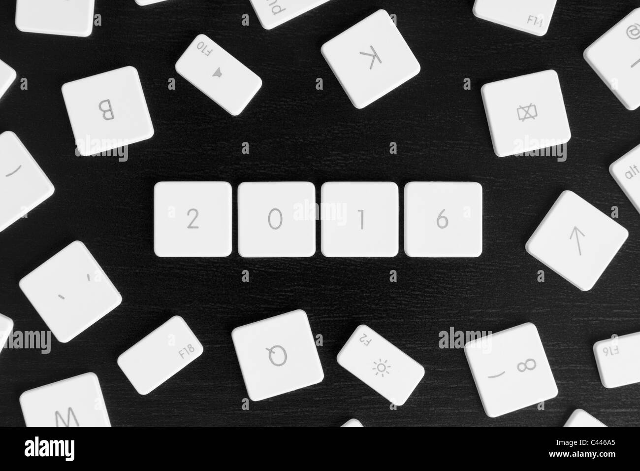 Computer keys arranged to read the calendar year 2016 Stock Photo