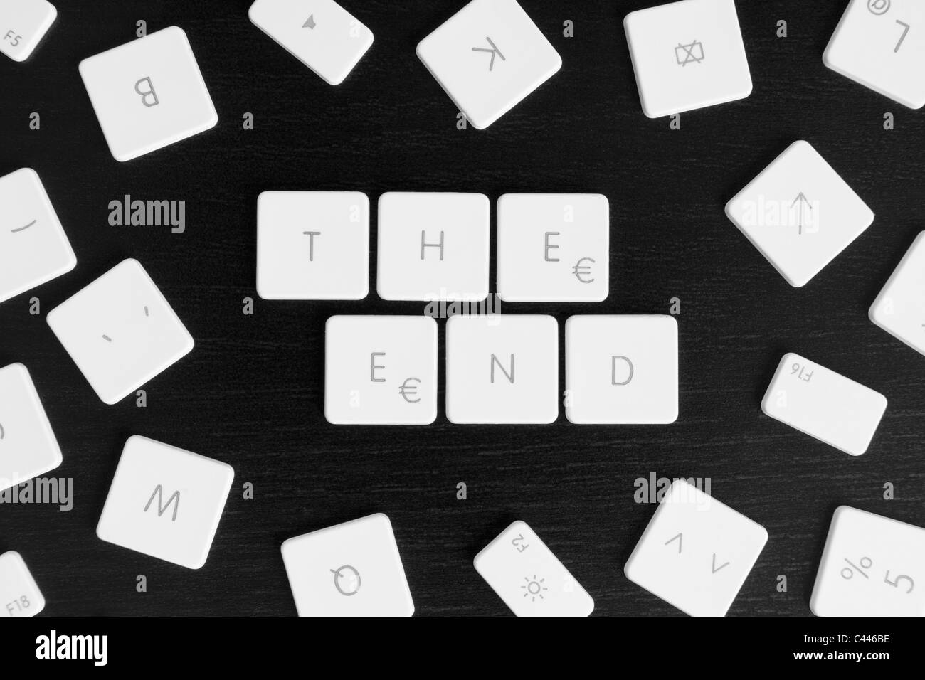 Computer keys spelling the words THE END Stock Photo