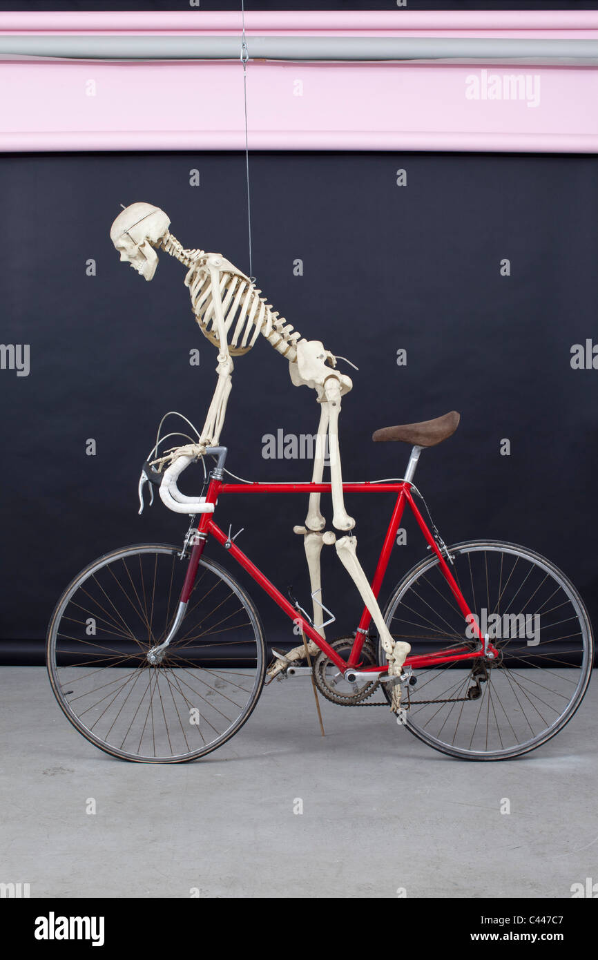 skeleton on a bike. Stock Photo