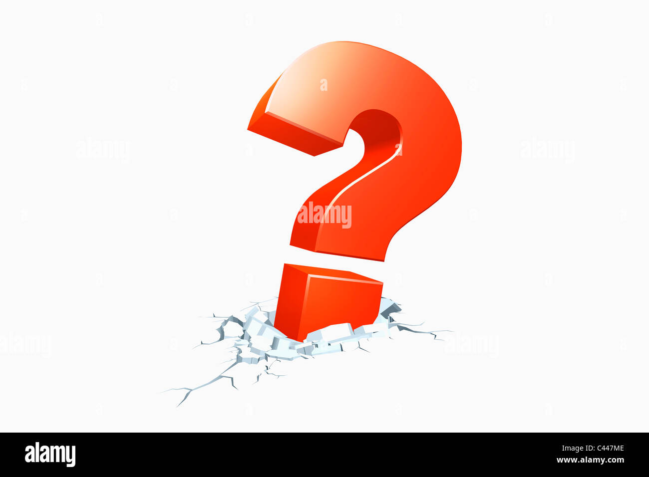 A fallen question mark sinking in cracked concrete Stock Photo - Alamy