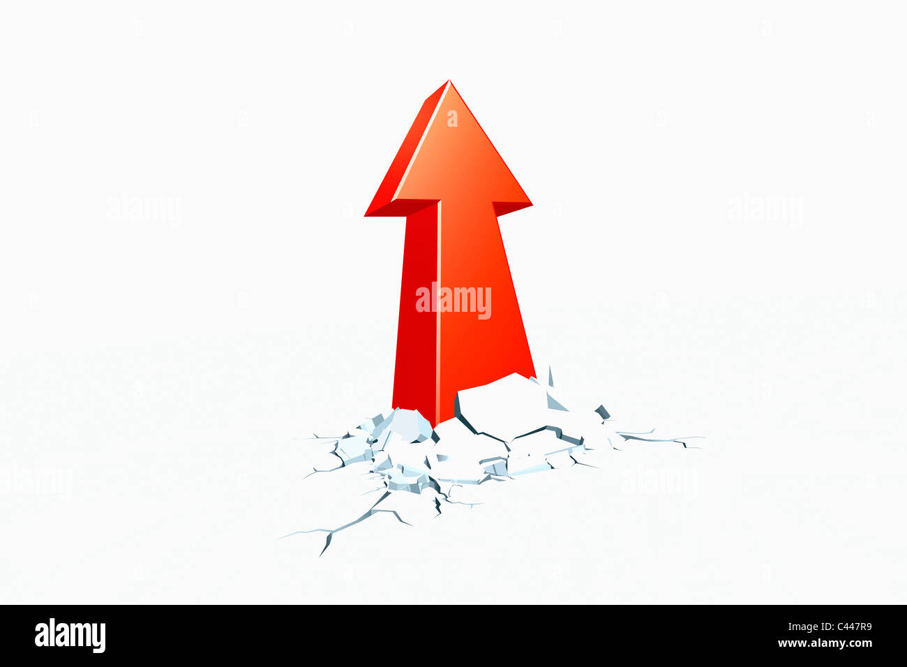 A red arrow breaking through concrete to point up Stock Photo - Alamy