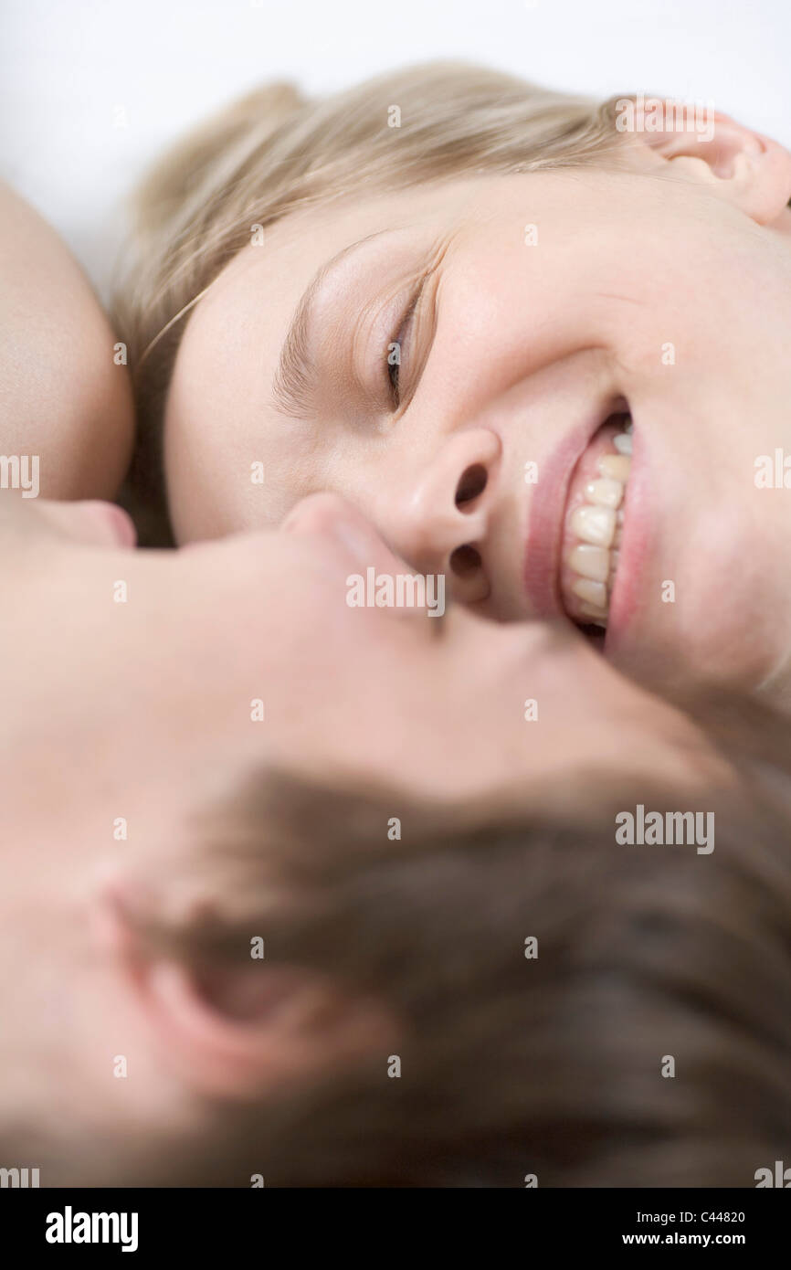 A couple laughing together, close-up Stock Photo