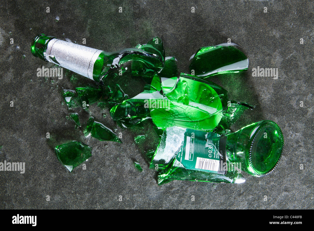 A smashed beer bottle Stock Photo