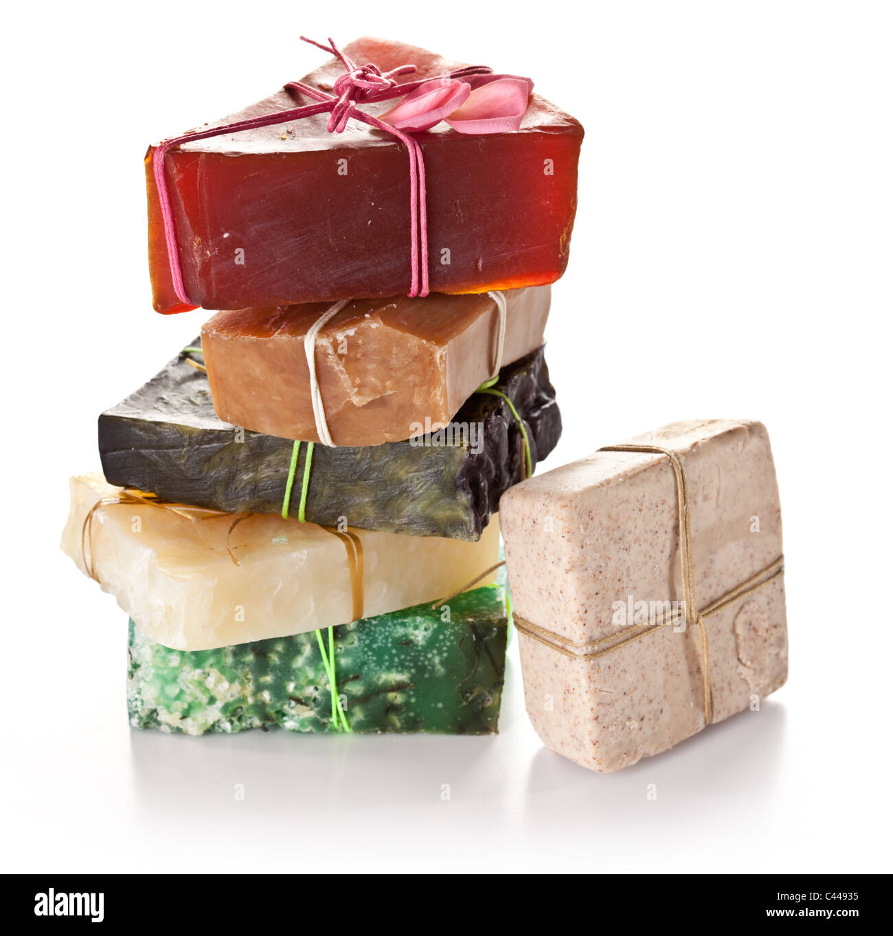 Range of different soaps on a white background Stock Photo Alamy