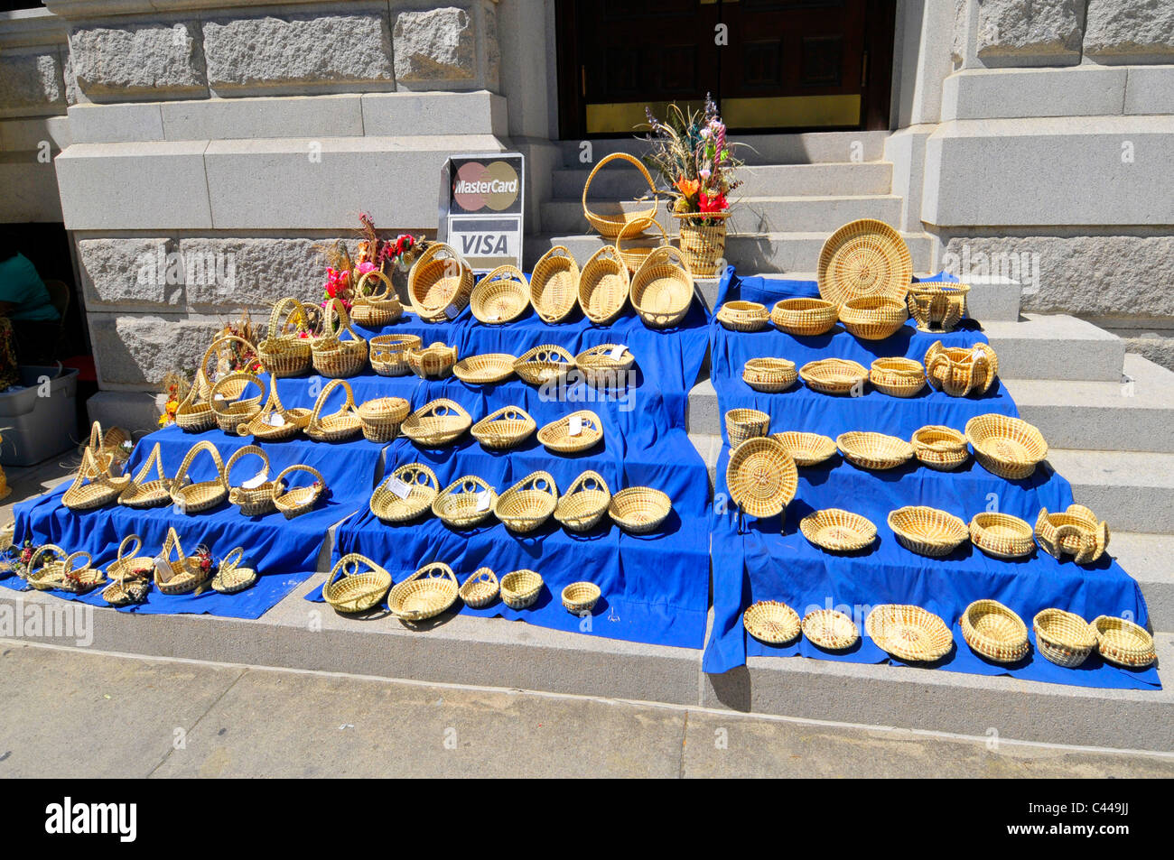 Sweetgrass baskets sold in historic Charleston South Carolina SC Stock