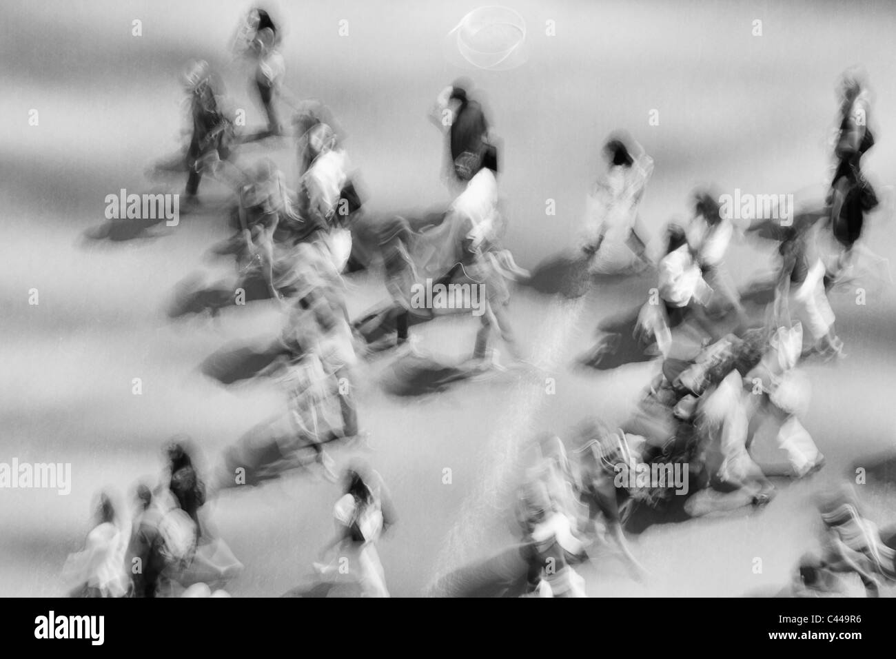 People walking in New York, defocused, blurred motion Stock Photo