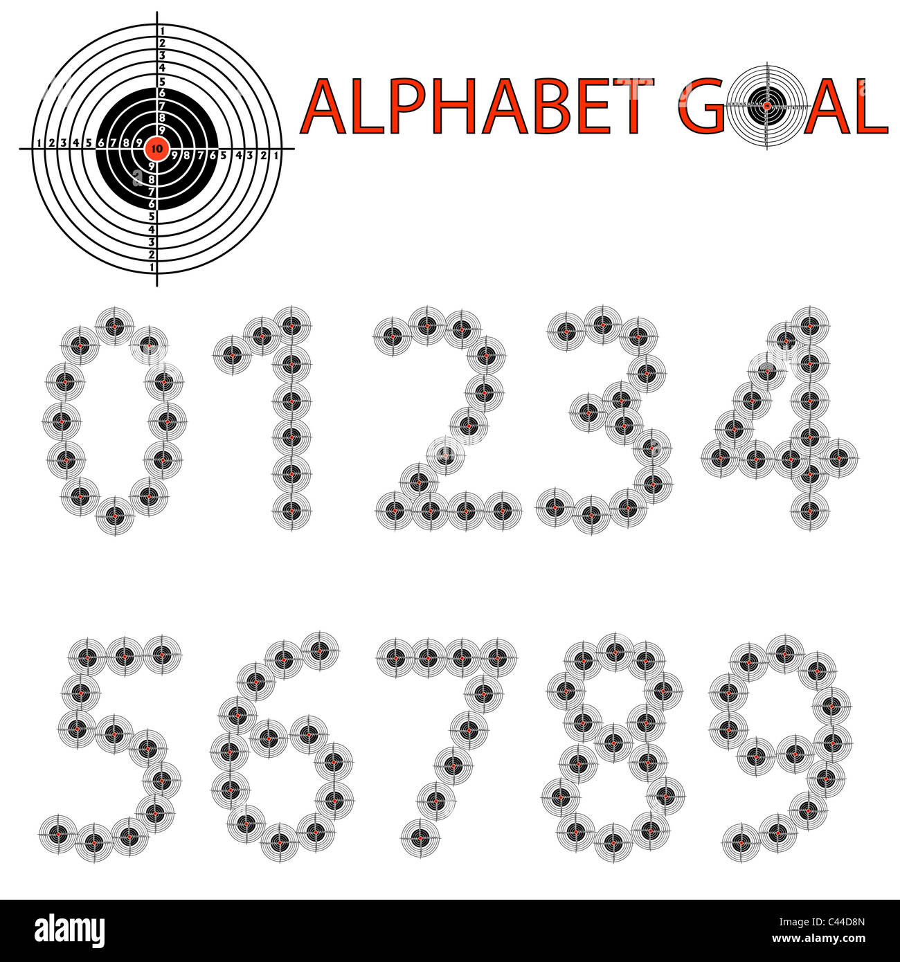 Vector alphabet of the target, hit the target Stock Photo Alamy