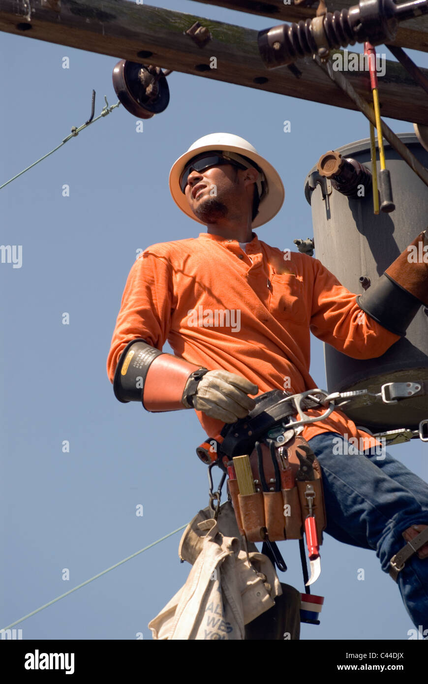 electric utility lineman Stock Photo Alamy