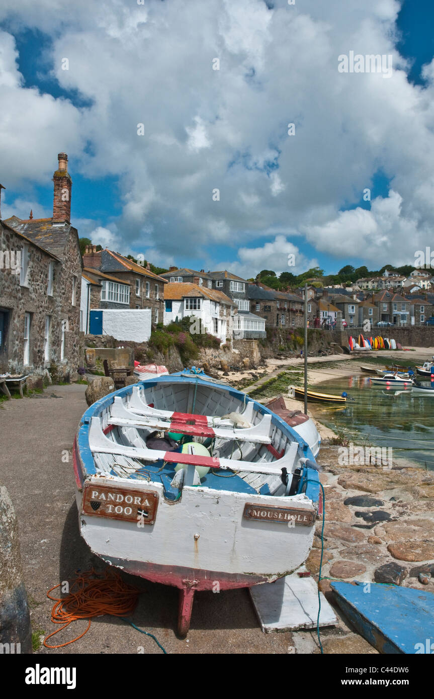 Fishing boat on quayside at Mousehole Cornwall England Stock Photo Alamy