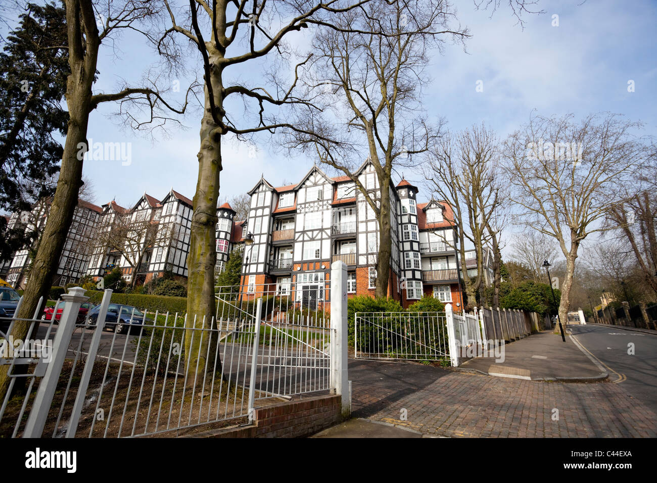 Holly Lodge Estate, Makepeace Mansions, gated community residential blocks, Highgate, London, N6, England, UK Stock Photo