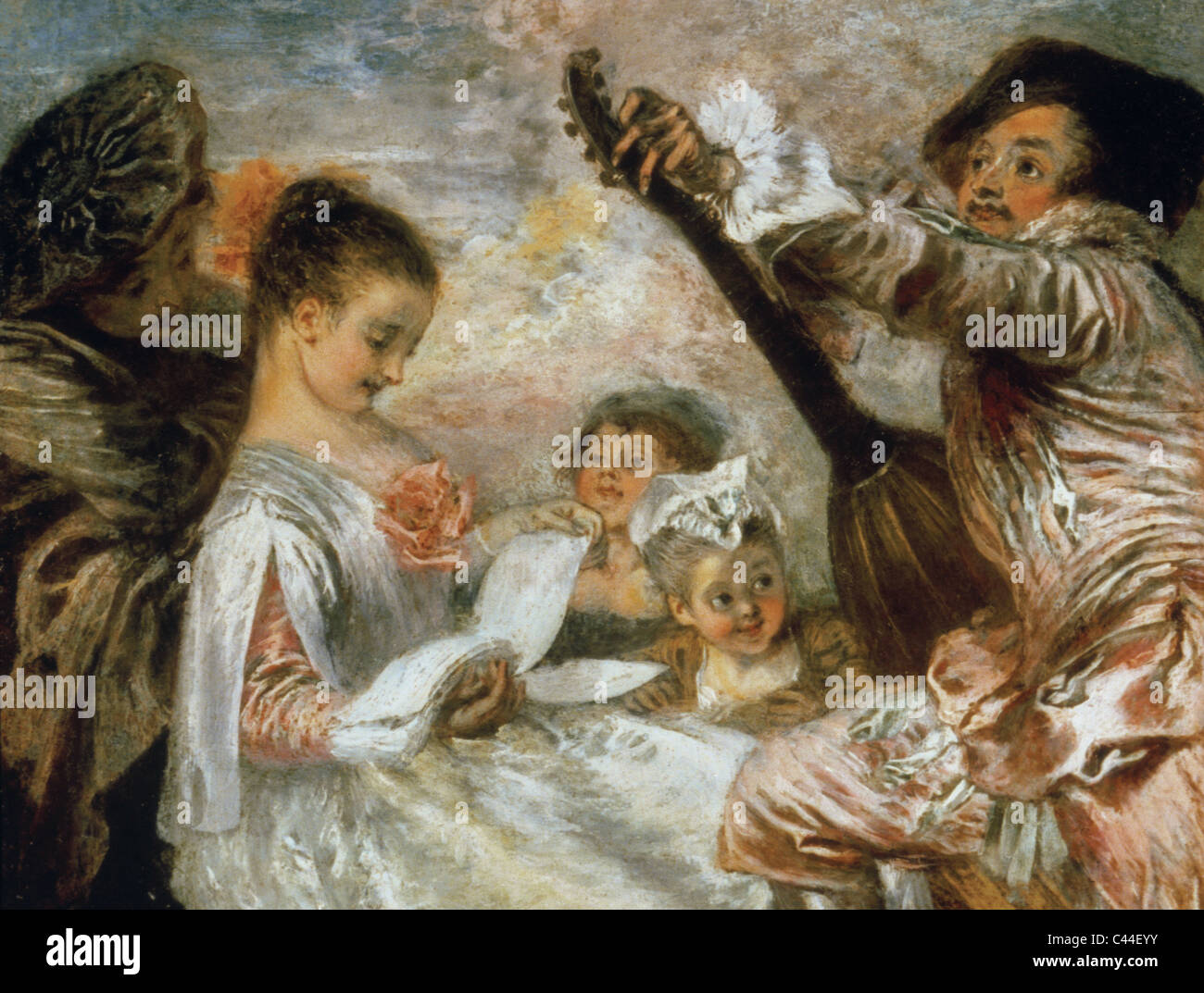 Jean-Antoine Watteau (1684-1721). French painter. The Music Lesson (1717). Wallace Collection. London. England. United Kingdom. Stock Photo