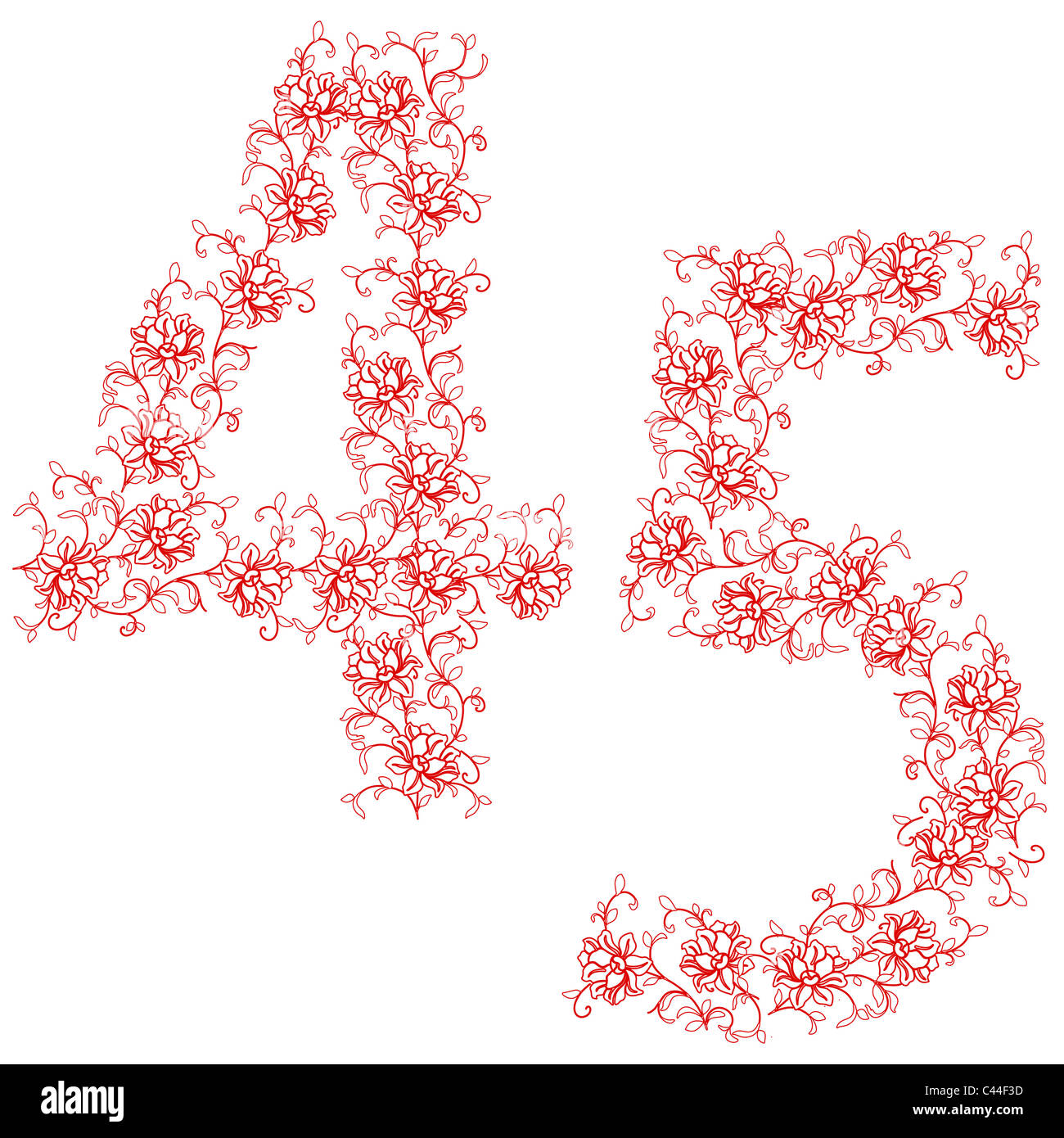 Hand drawing ornamental alphabet. Letter 45 Stock Photo - Alamy
