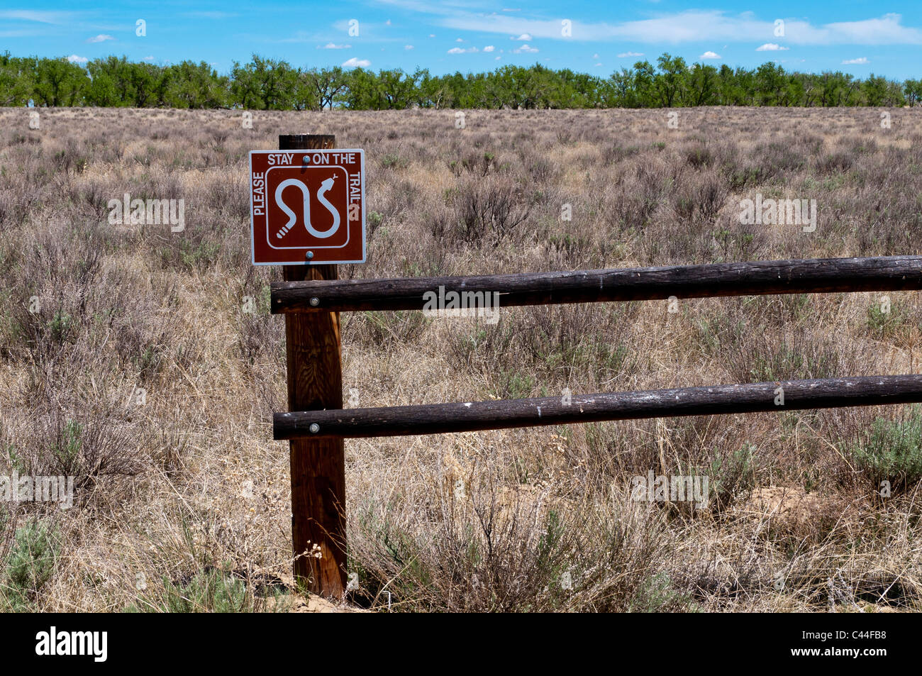 "Please stay on the Trail" sign, Sand Creek Massacre National Historic