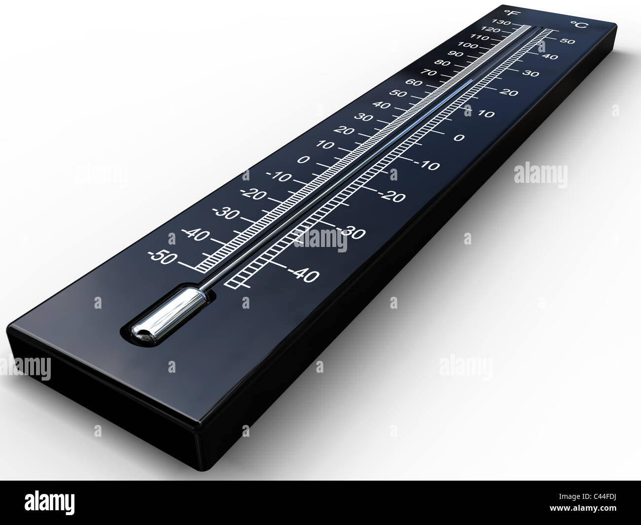 3D rendering of black thermometer on white background Stock Photo