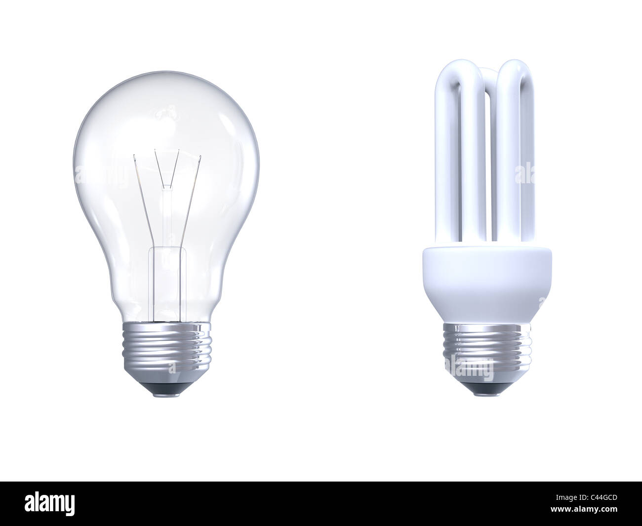 Classic and saving light bulb on white background Stock Photo - Alamy