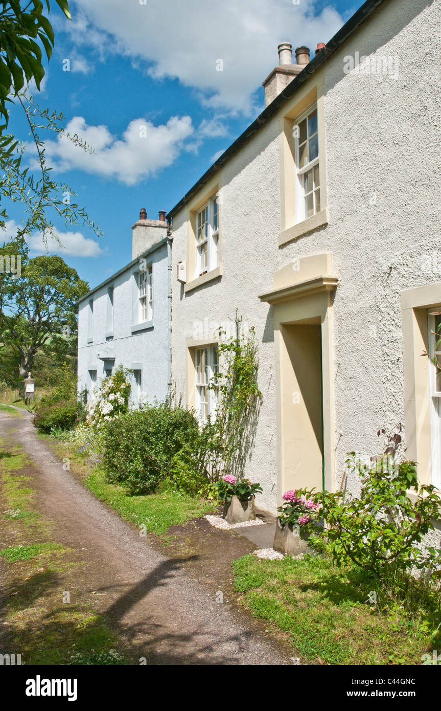 Colourful houses with roses up the walls Kirk Yetholm Scottish Borders