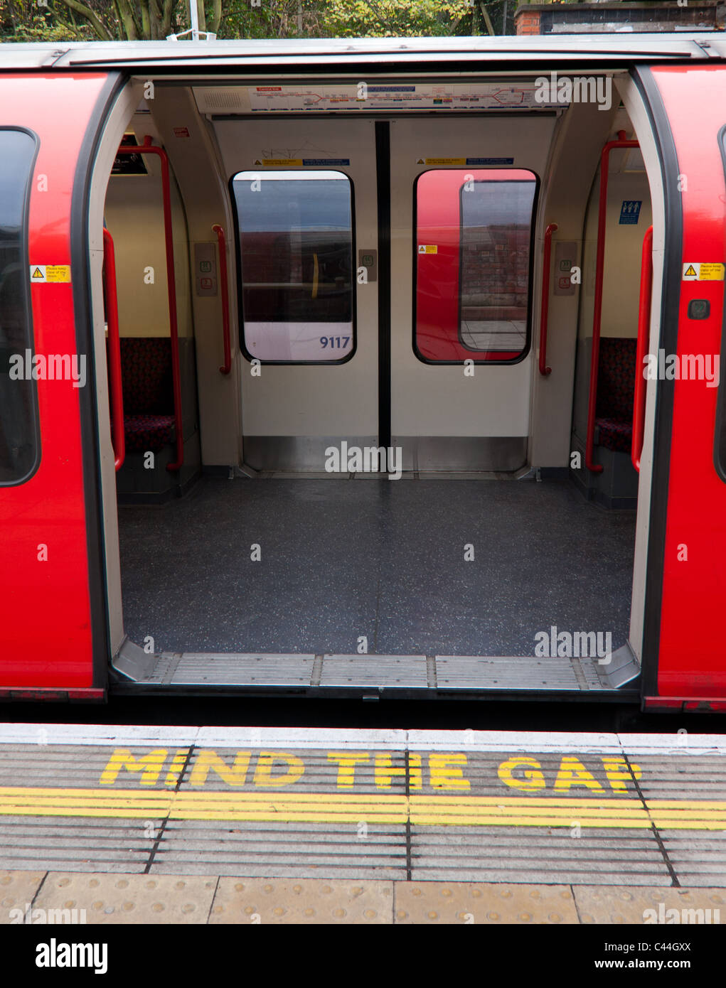Stationary Train With Open Doors At Epping Underground