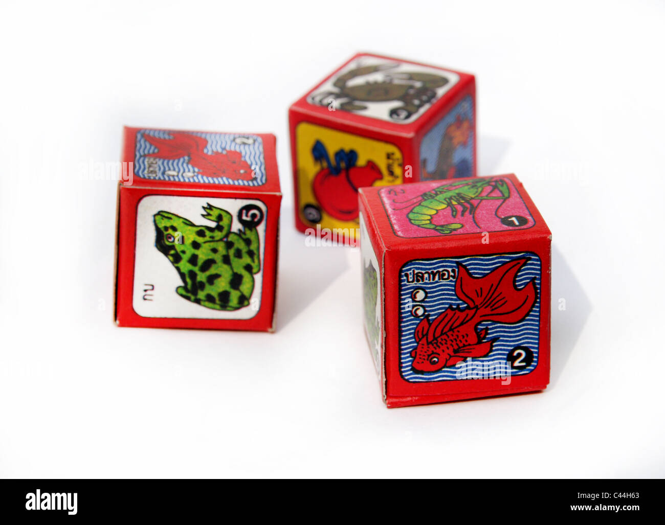Thai Dice Toy , Animal cartoon design on each side Stock Photo Alamy