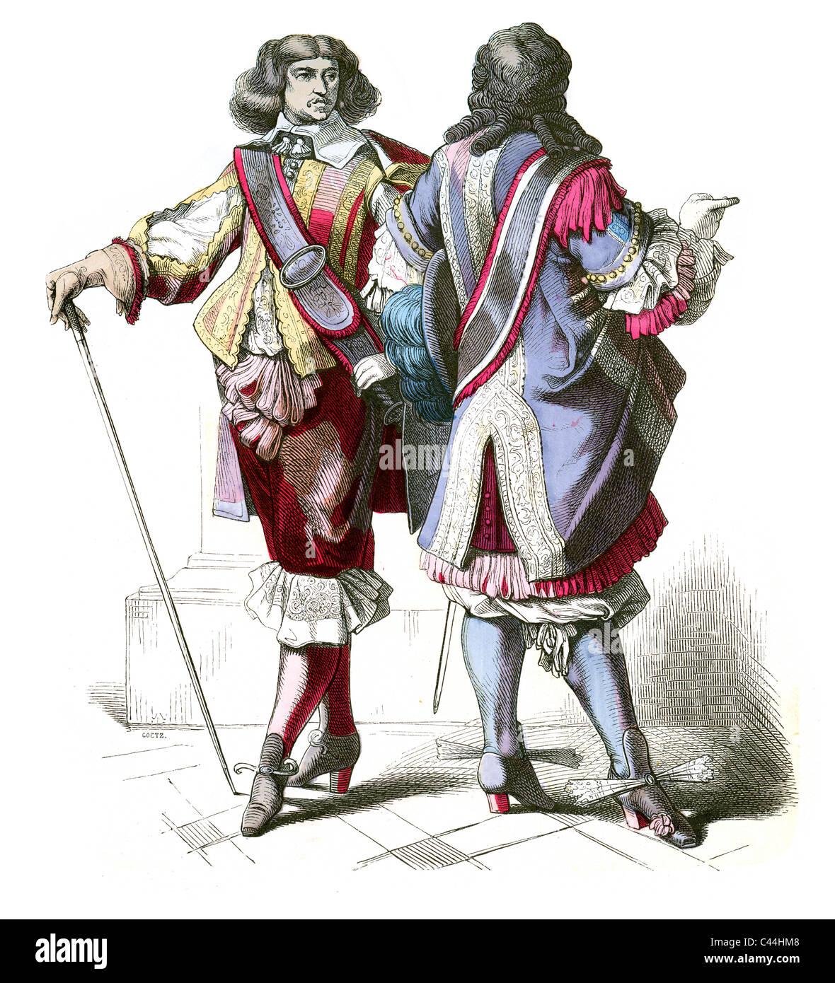 A men wearing dutch period costumes of the 17th Century Stock Photo