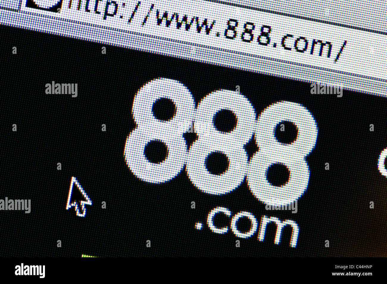 Close up of the 888 logo as seen on its website. (Editorial use only: print, TV, e-book and editorial website). Stock Photo