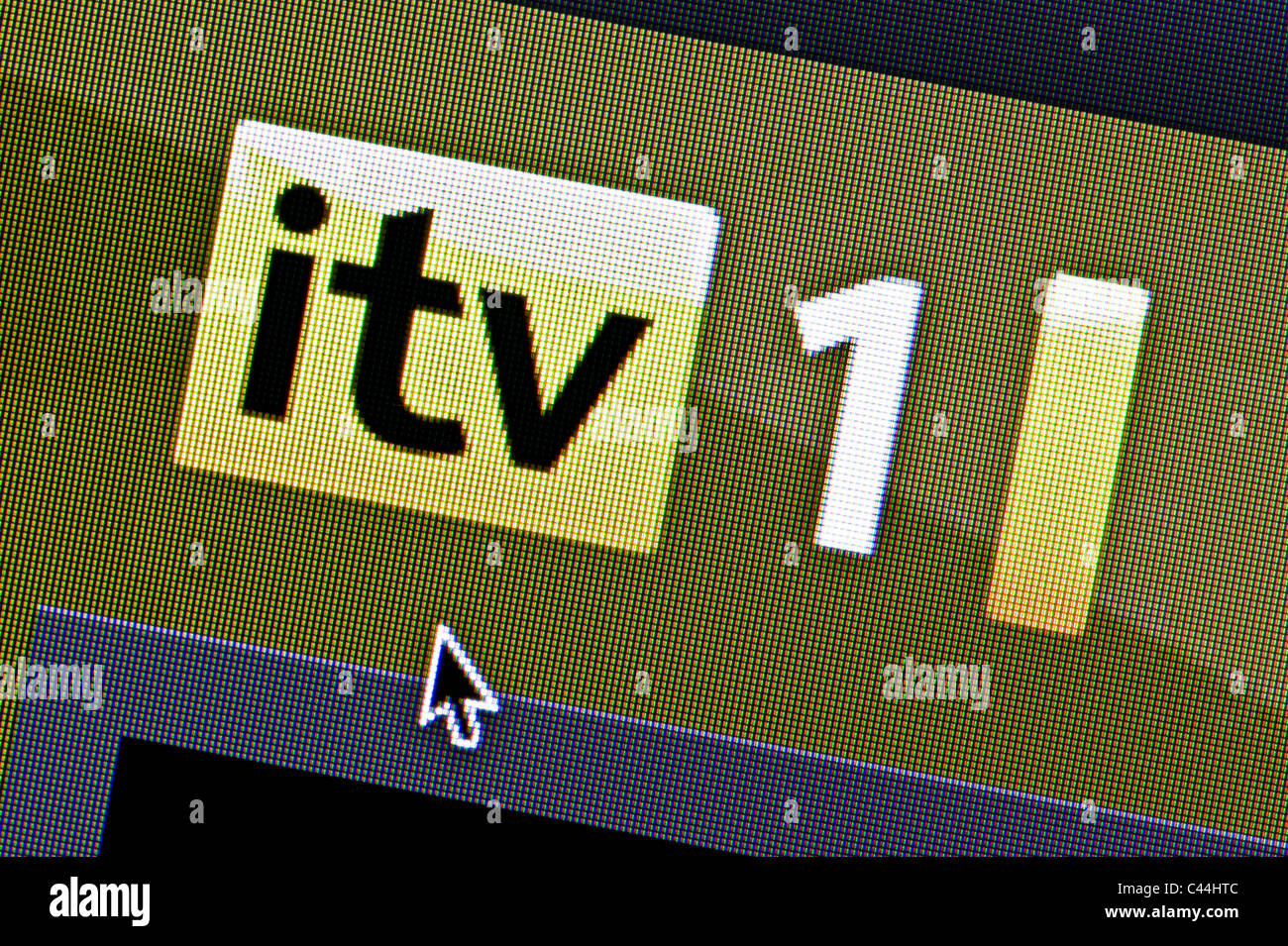 Close up of the ITV 1 logo as seen on its website. (Editorial use only: print, TV, e-book and editorial website). Stock Photo