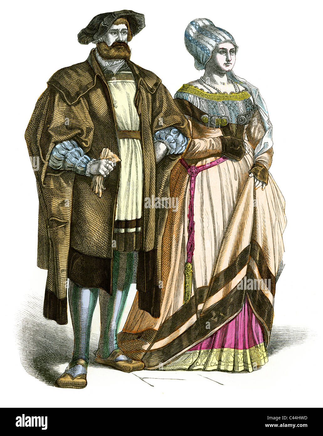 16th Century German Nobleman and Lady in fashionable dress Stock Photo