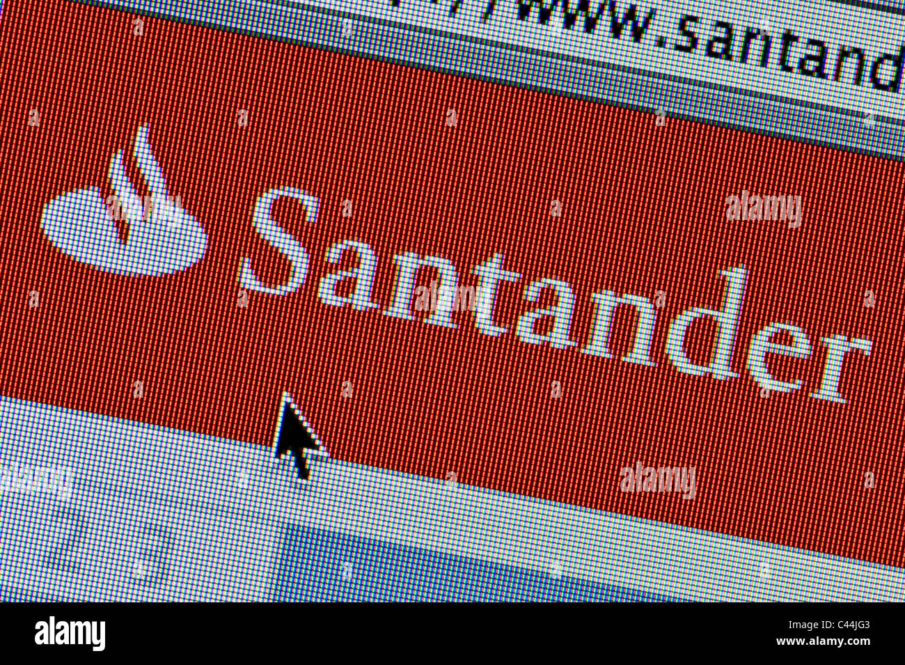 Close up of the Santander logo as seen on its website. (Editorial use only: print, TV, e-book and editorial website). Stock Photo