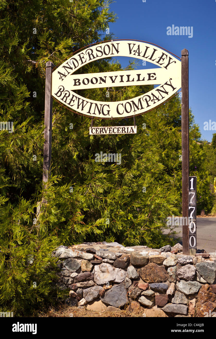 BOONVILLE, CALIFORNIA, USA Anderson Valley Brewing Company sign, in