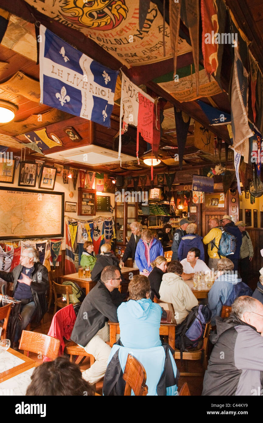 Interior, Peter's Cafe Sport, Horta, Faial, Azores : legendary trans-Atlantic sailors' Watering Hole Stock Photo